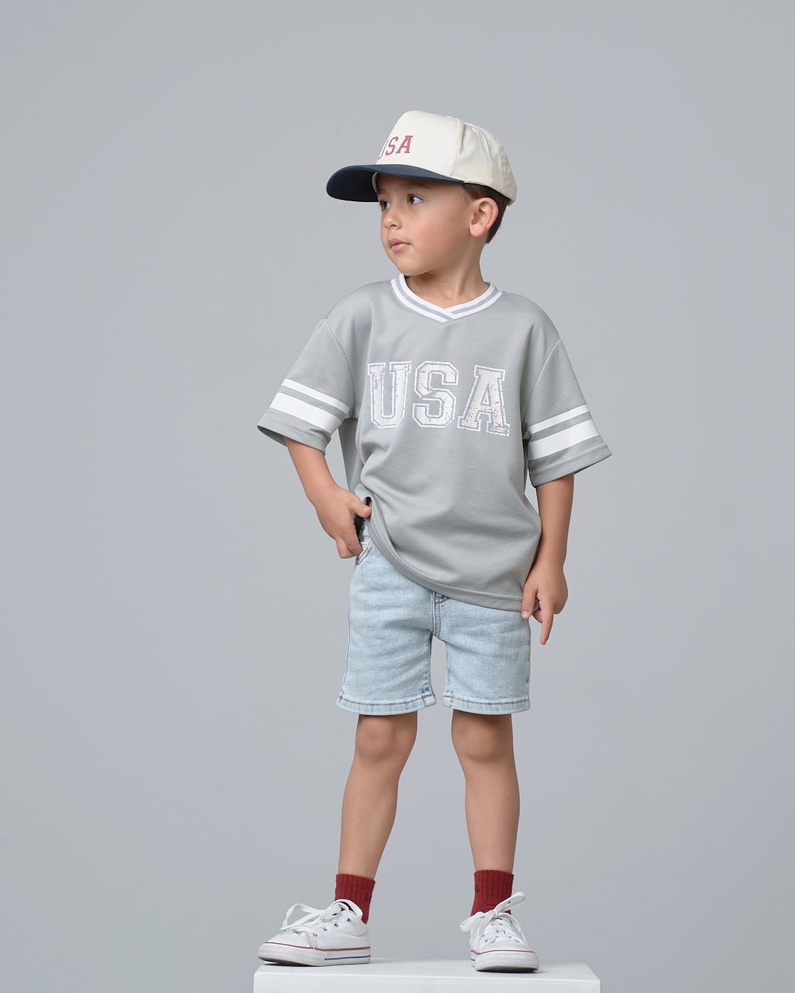 Straight Denim Short - Light Wash - Little Bipsy