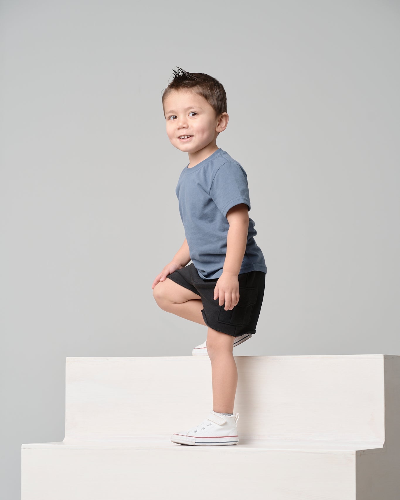 Swoop Elevated Tee - Worn Indigo - Little Bipsy