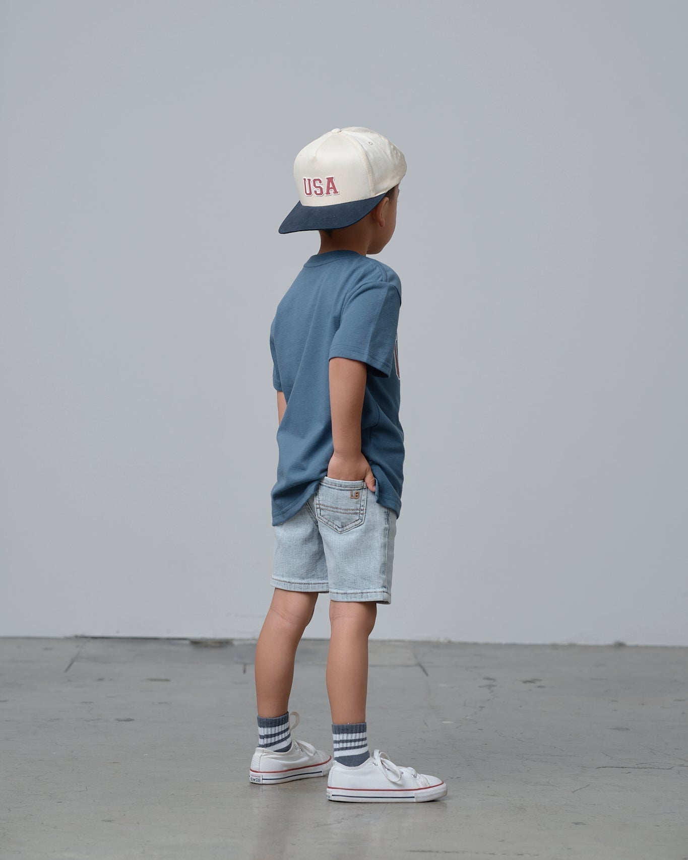 USA Elevated Tee - Worn Indigo - Little Bipsy