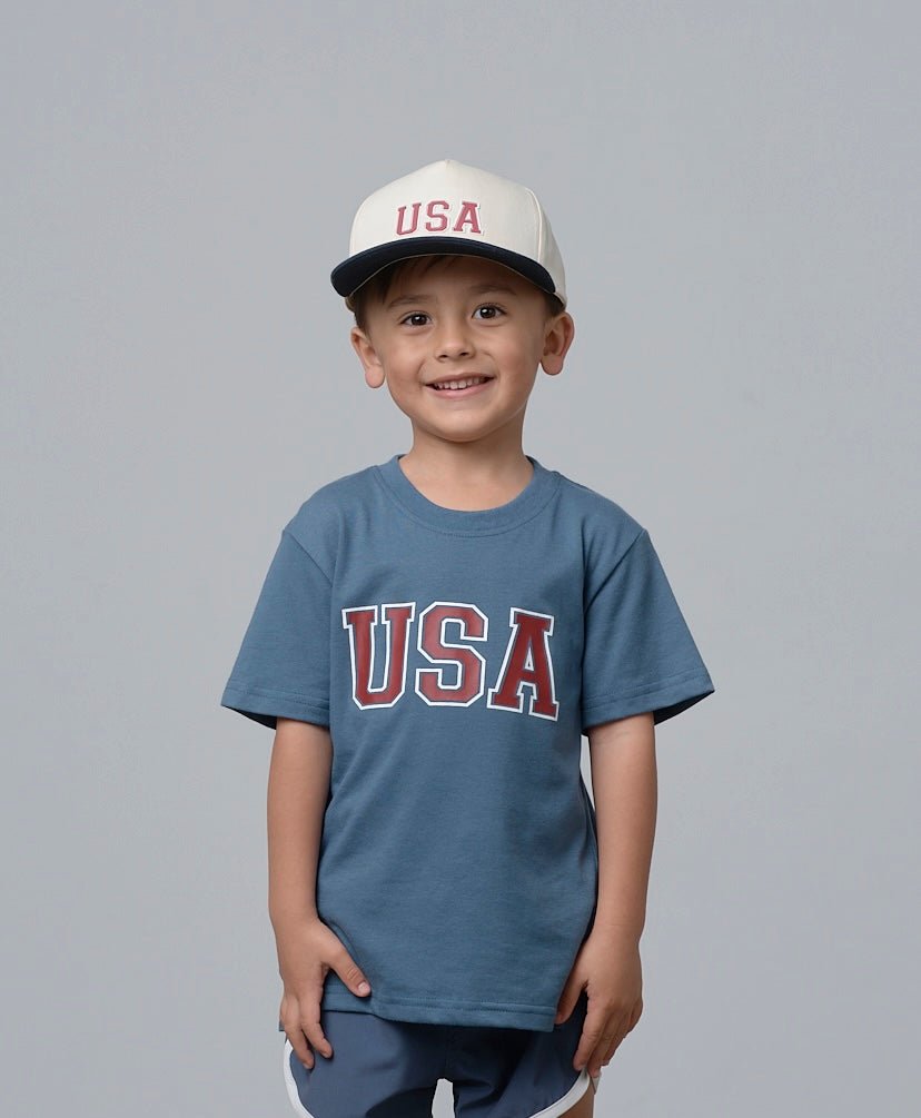 USA Elevated Tee - Worn Indigo - Little Bipsy
