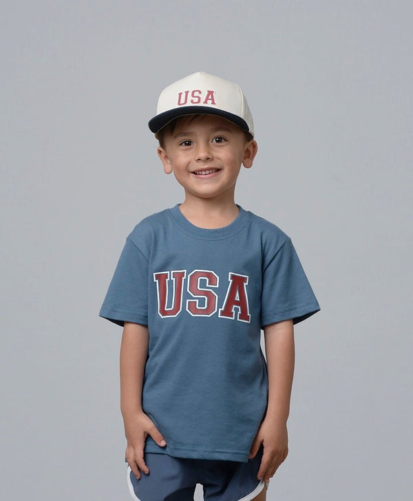 USA Elevated Tee - Worn Indigo - Little Bipsy