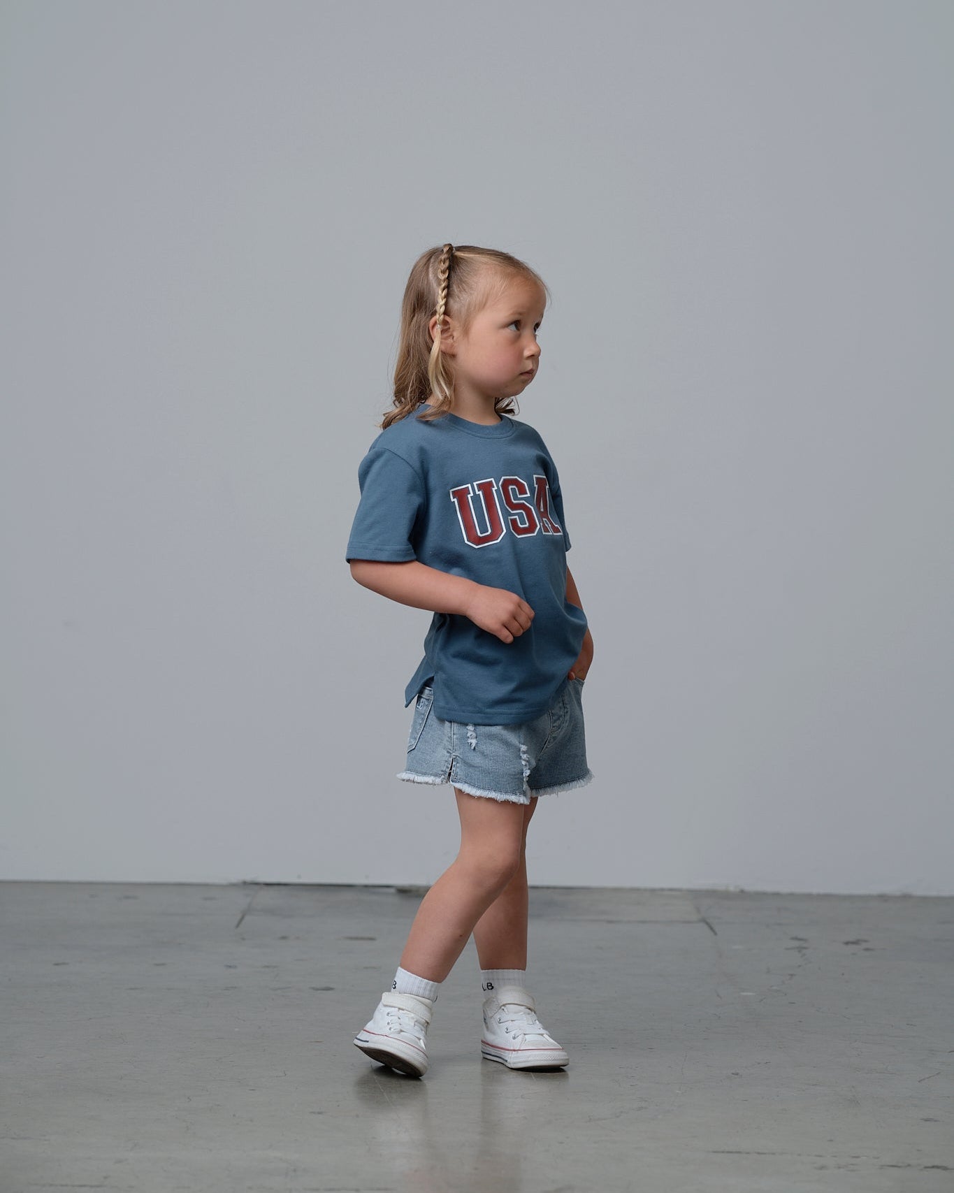 USA Elevated Tee - Worn Indigo - Little Bipsy