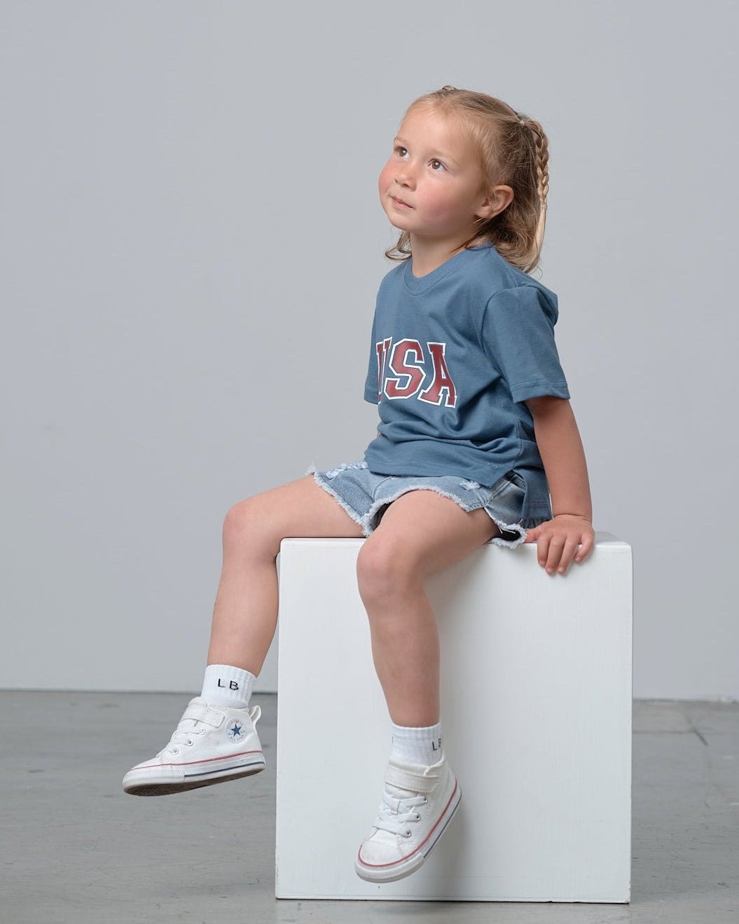 USA Elevated Tee - Worn Indigo - Little Bipsy