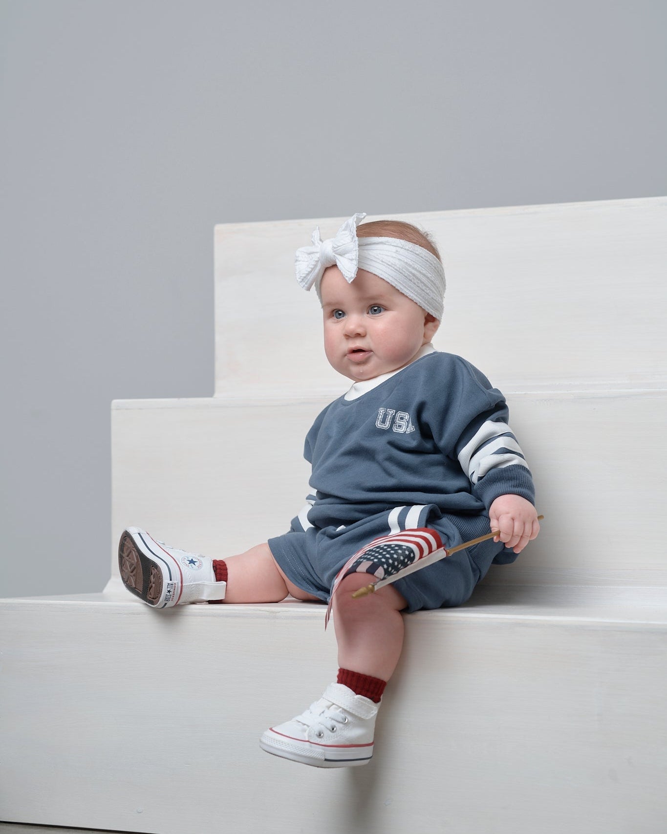 USA Lightweight Crewneck - Worn Indigo - Little Bipsy