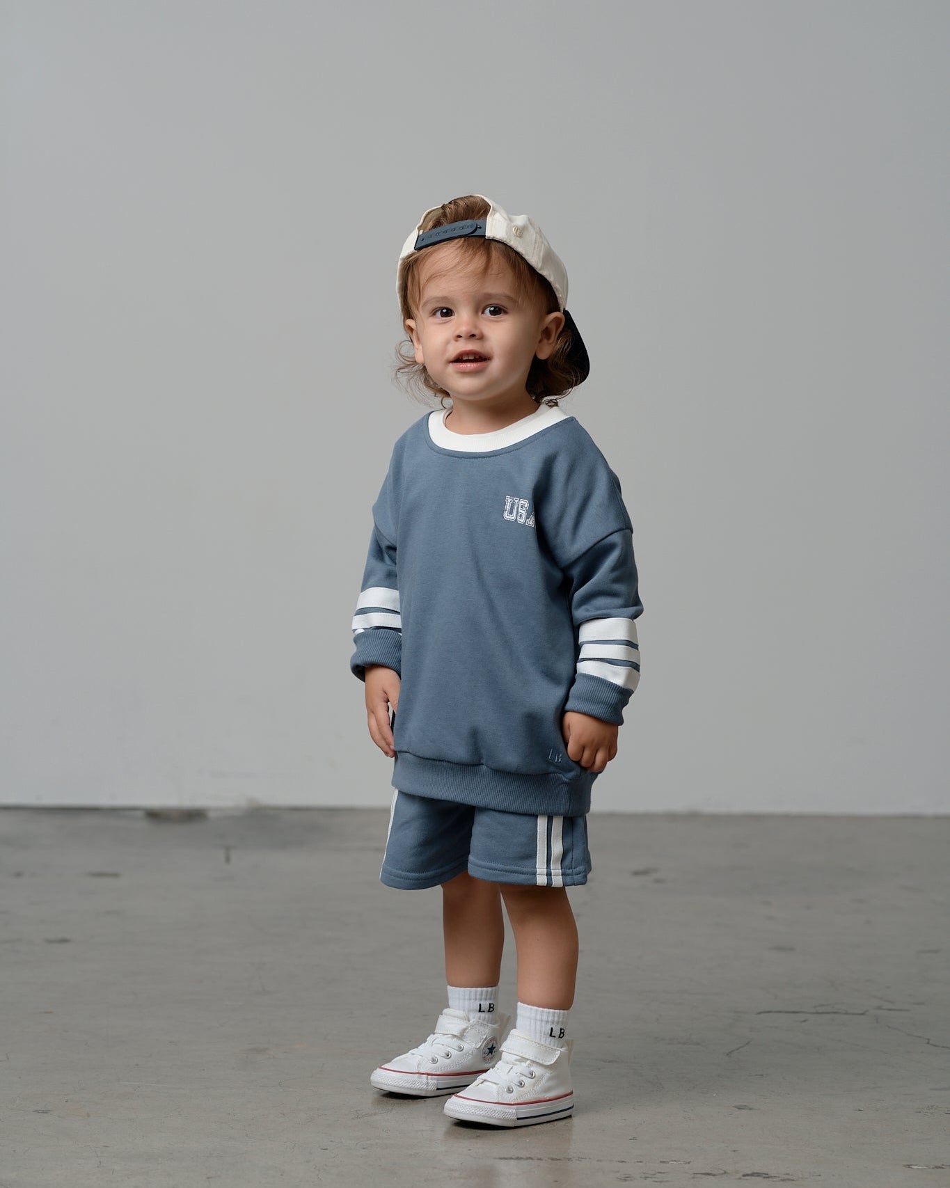 USA Lightweight Crewneck - Worn Indigo - Little Bipsy