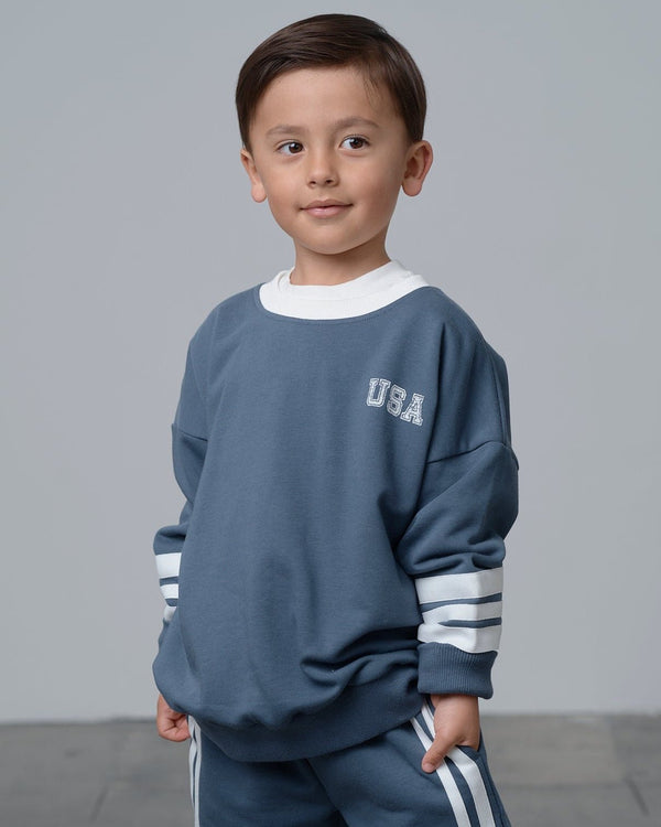 USA Lightweight Crewneck - Worn Indigo - Little Bipsy