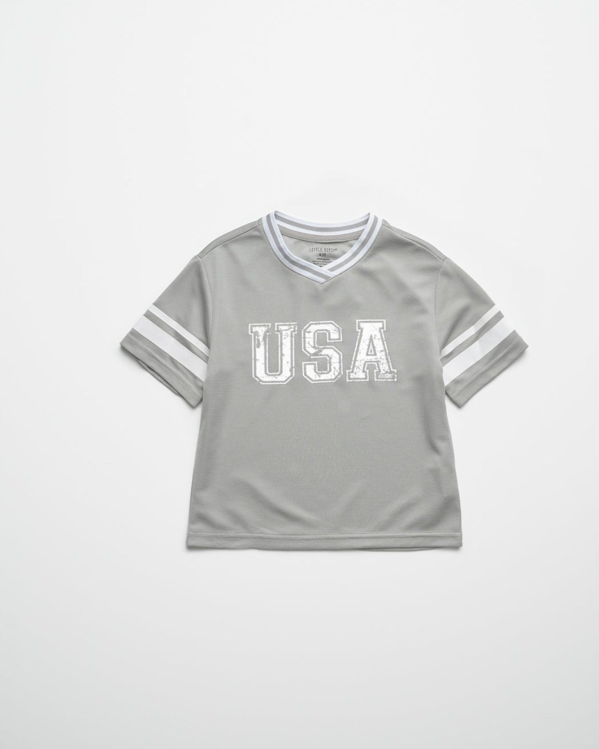 USA Varsity Mesh Tee - Grey - Little Bipsy