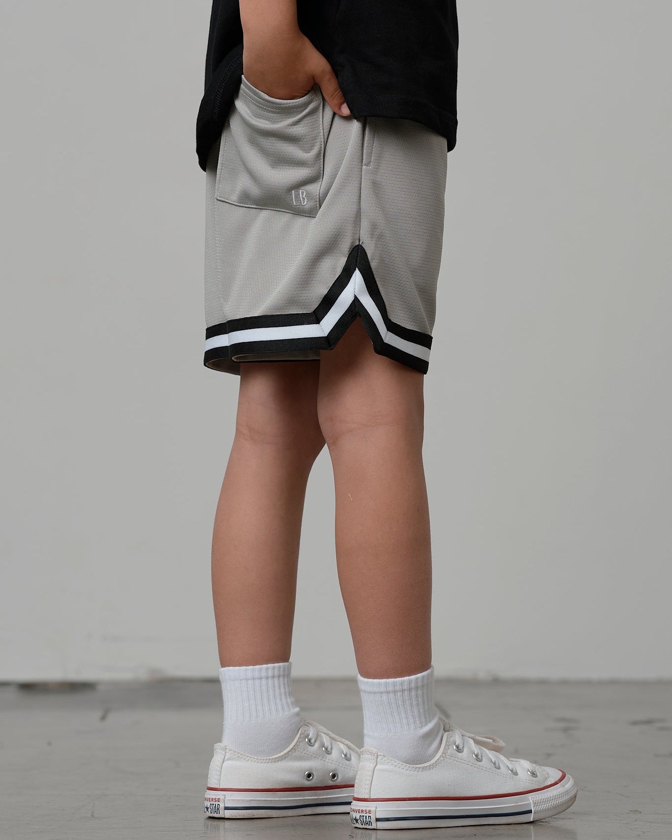 Varsity Mesh Short - Grey - Little Bipsy