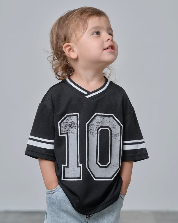 Varsity Mesh Tee - Black - Little Bipsy