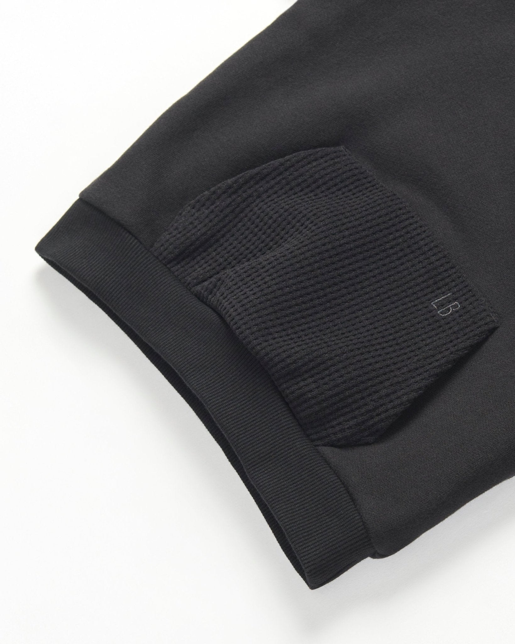 Waffle Hybrid Crewneck - Black - Little Bipsy