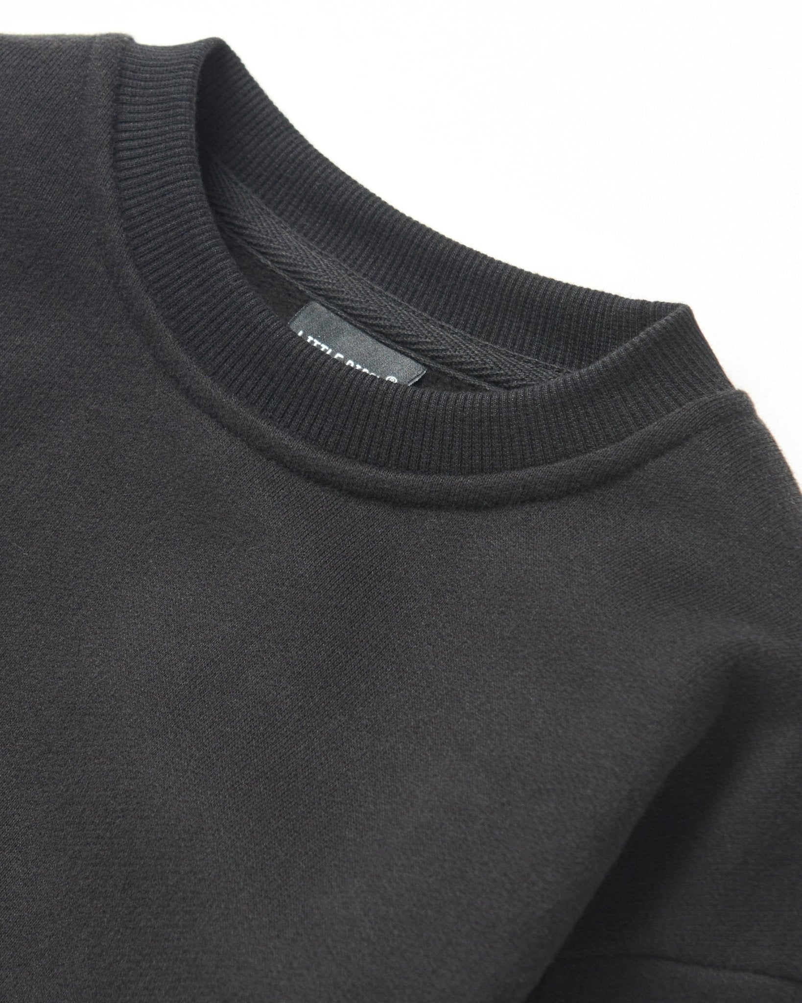 Waffle Hybrid Crewneck - Black - Little Bipsy