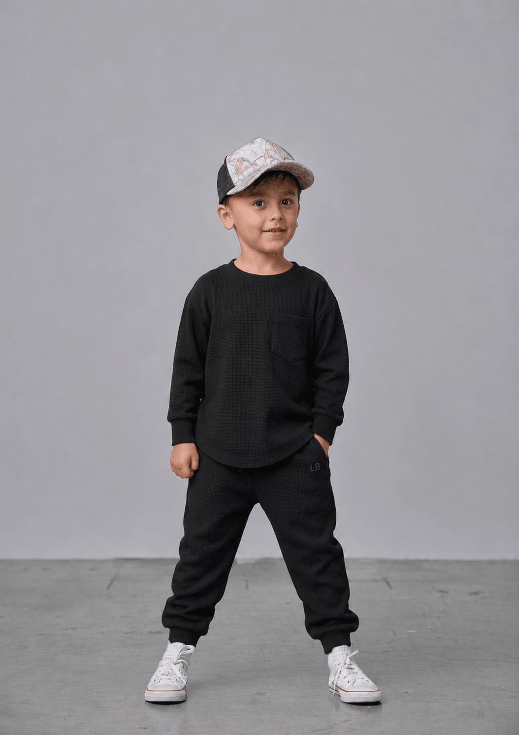 Waffle Jogger - Black - Little Bipsy
