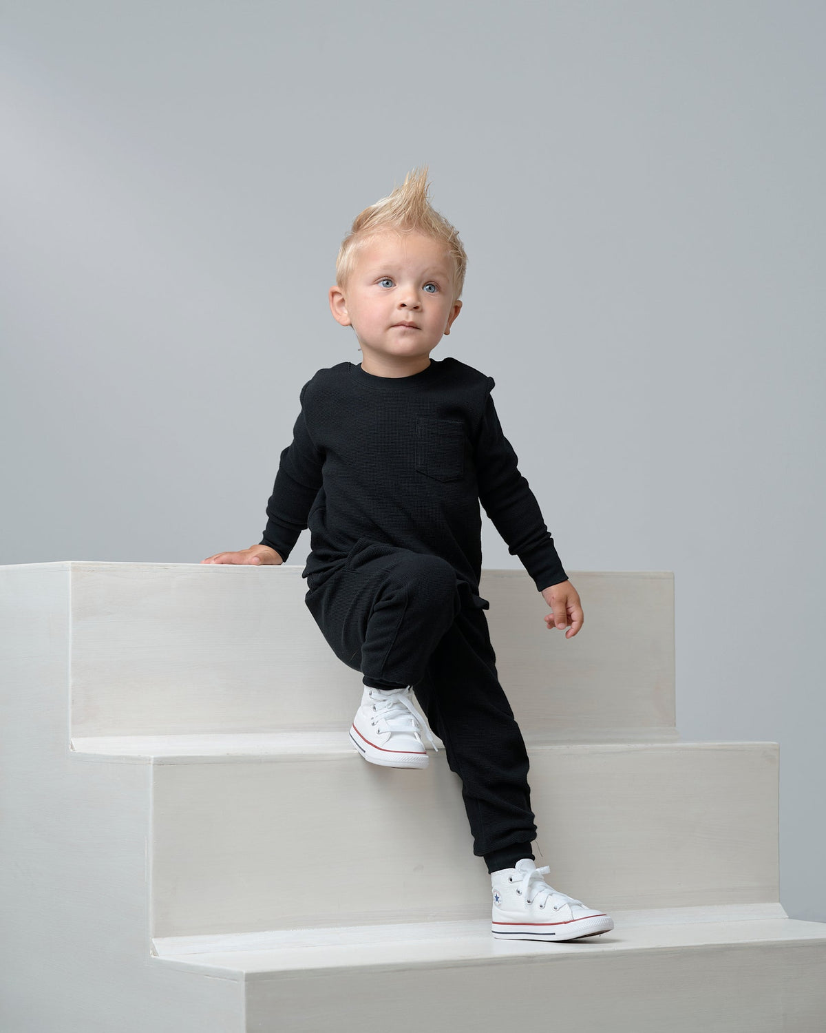 Waffle Jogger - Black - Little Bipsy