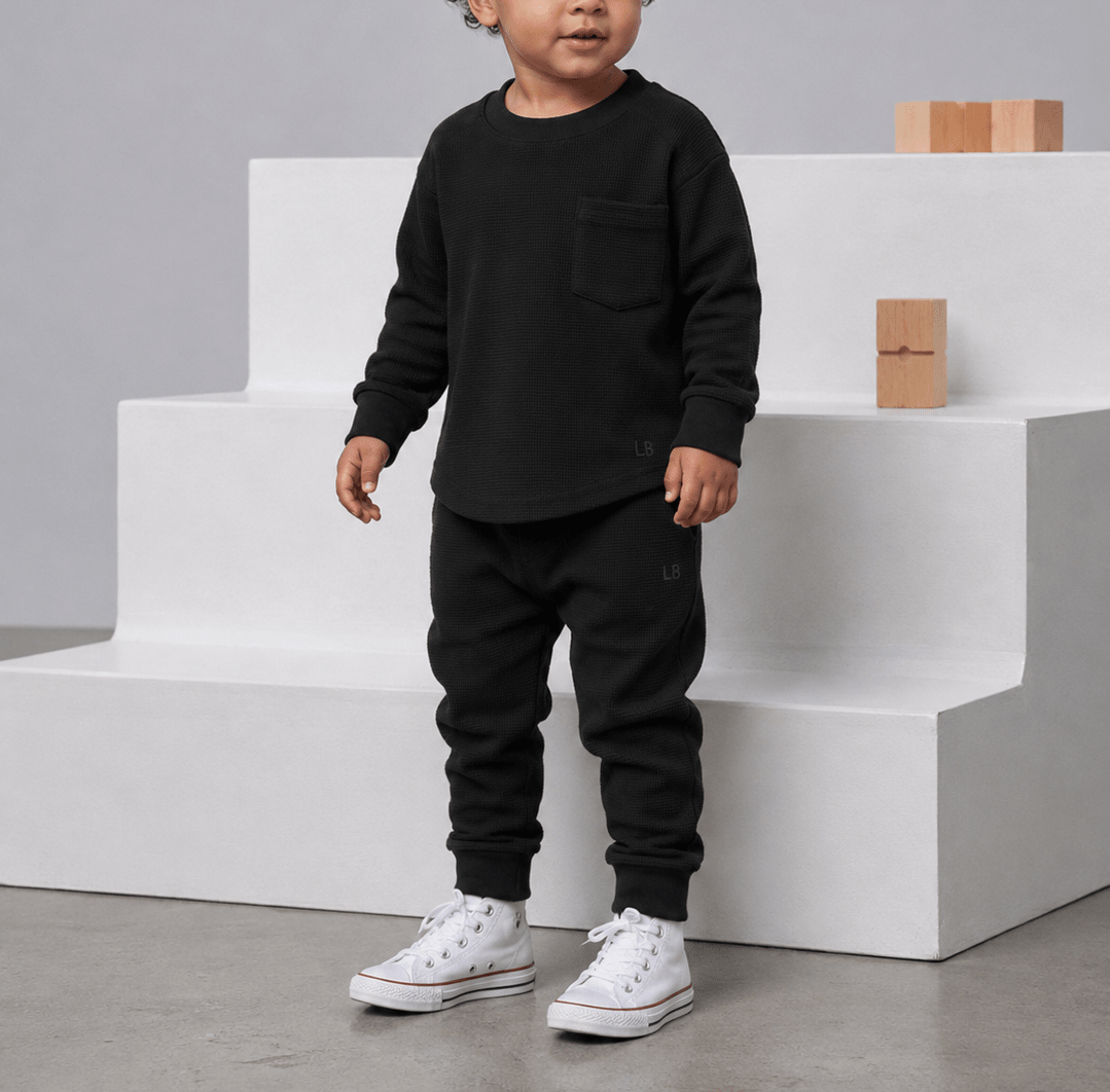 Waffle Jogger - Black - Little Bipsy