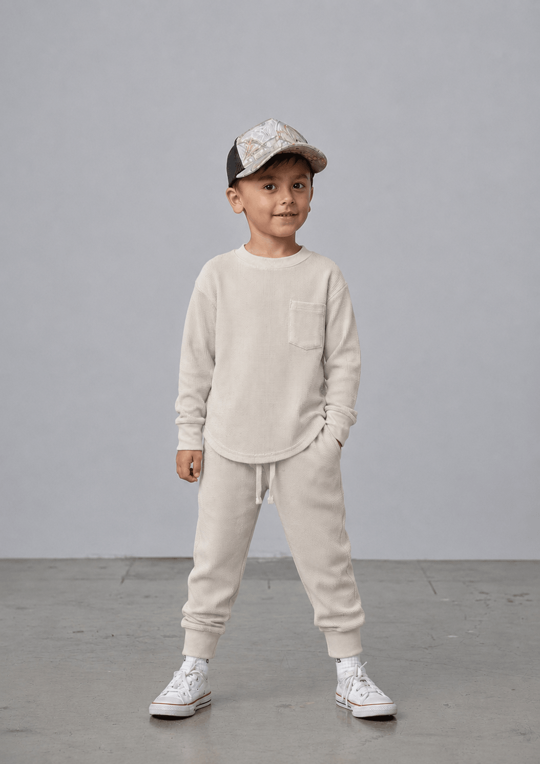 Waffle Jogger - Cream - Little Bipsy