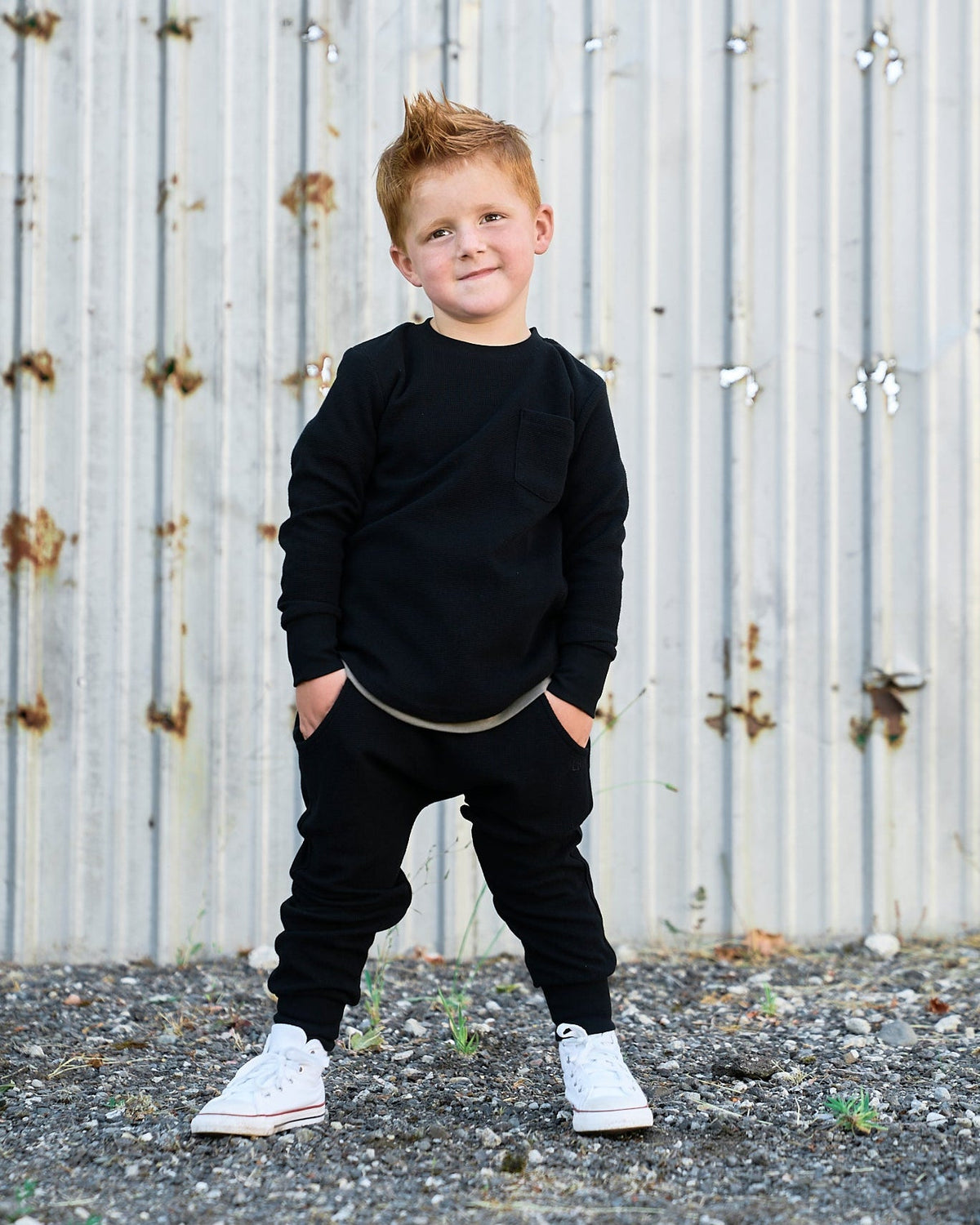 Waffle Top - Black - Little Bipsy