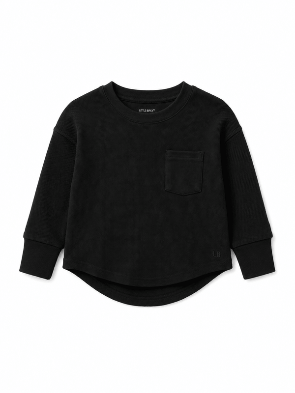 Waffle Top - Black - Little Bipsy