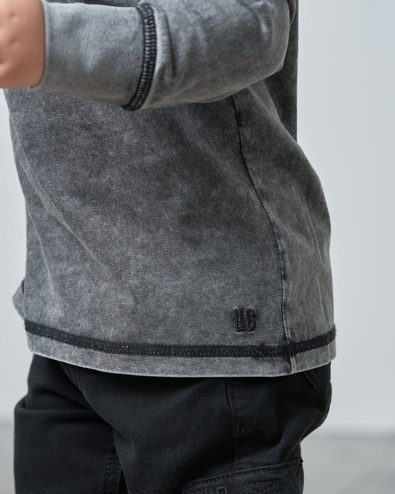 Washed Long Sleeve Tee - Charcoal - Little Bipsy