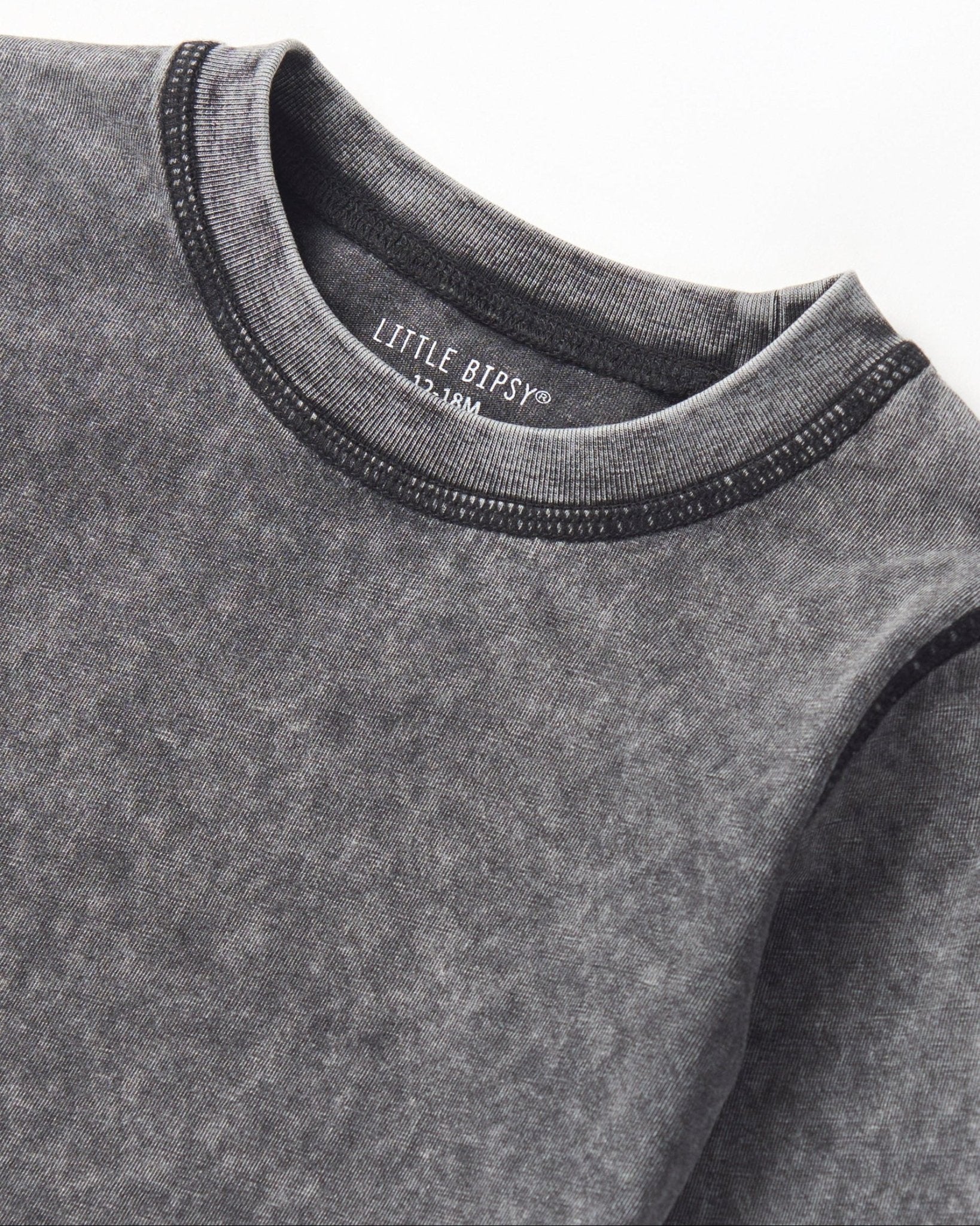 Washed Long Sleeve Tee - Charcoal - Little Bipsy