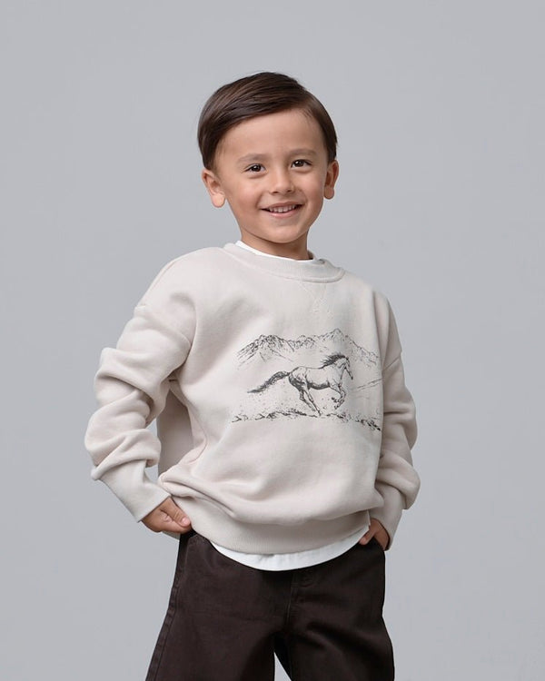 Western Relaxed Elevated Crewneck - Little Bipsy