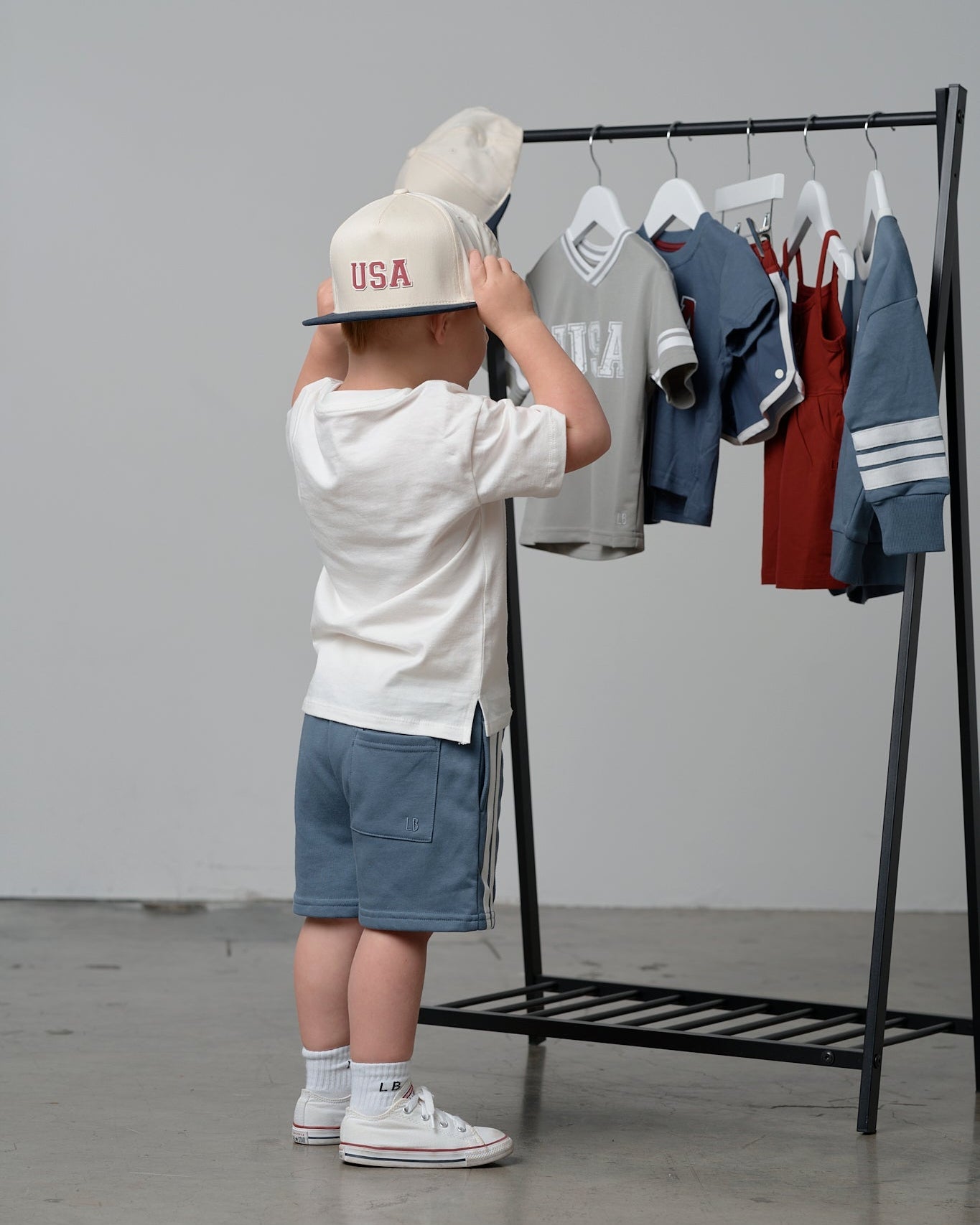 White Stripe Short - Worn Indigo - Little Bipsy