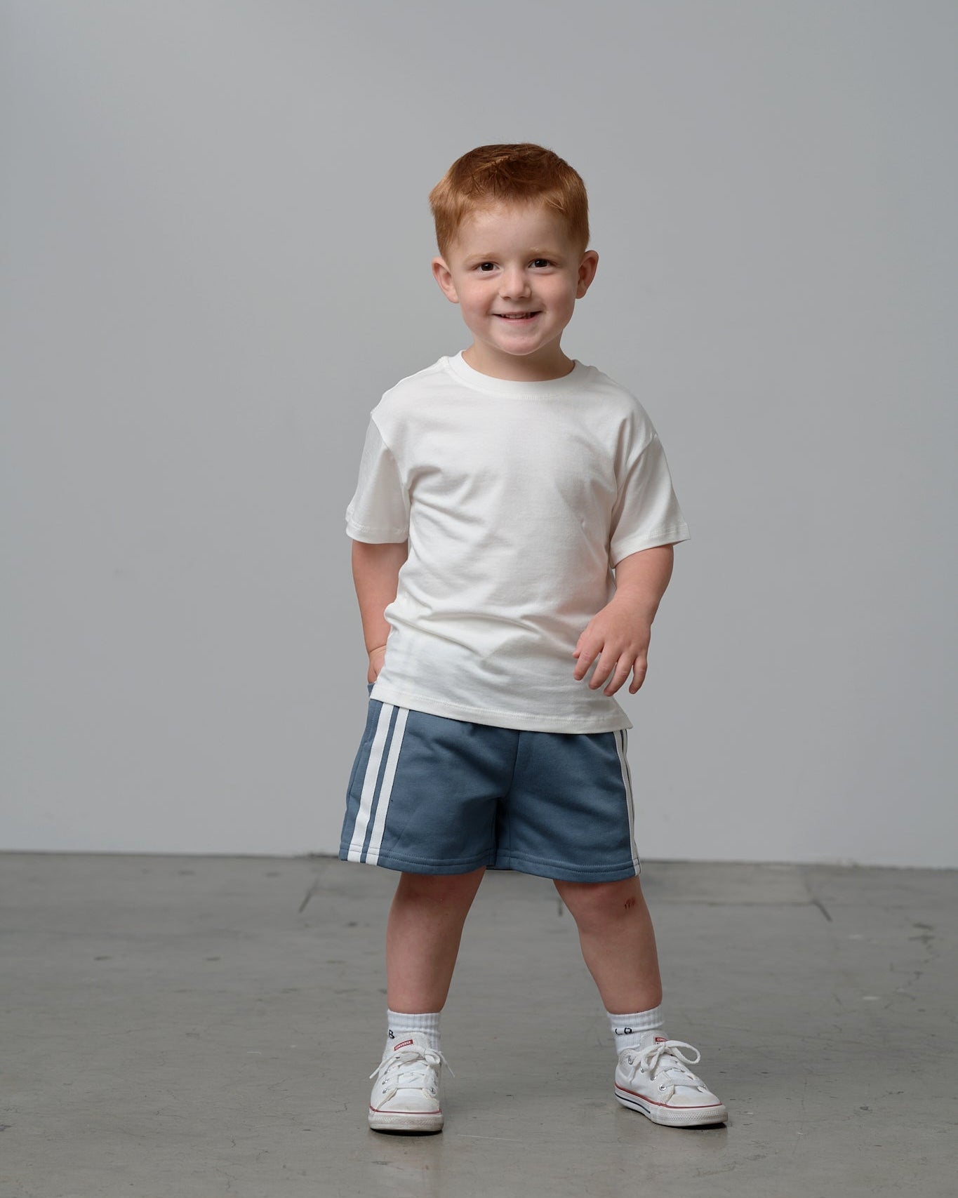 White Stripe Short - Worn Indigo - Little Bipsy