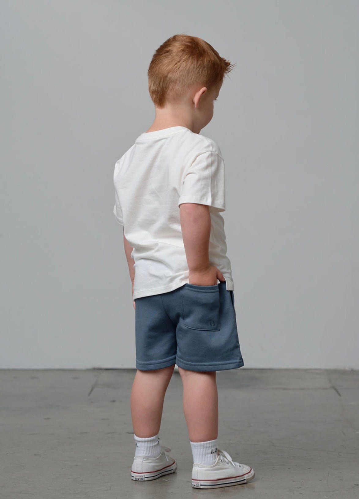 White Stripe Short - Worn Indigo - Little Bipsy