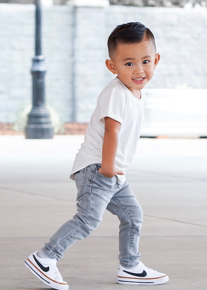 kids basic outfit with grey denim