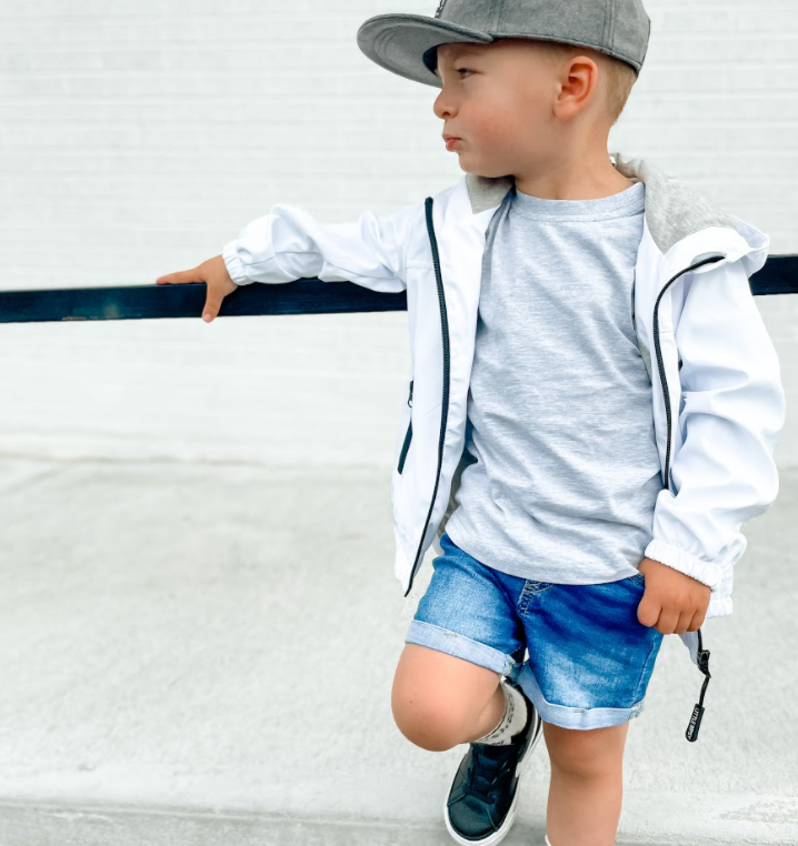 kids trendy outfit with kids denim shorts