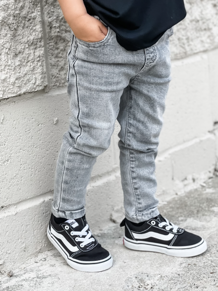 kids trendy outfit with kids grey denim