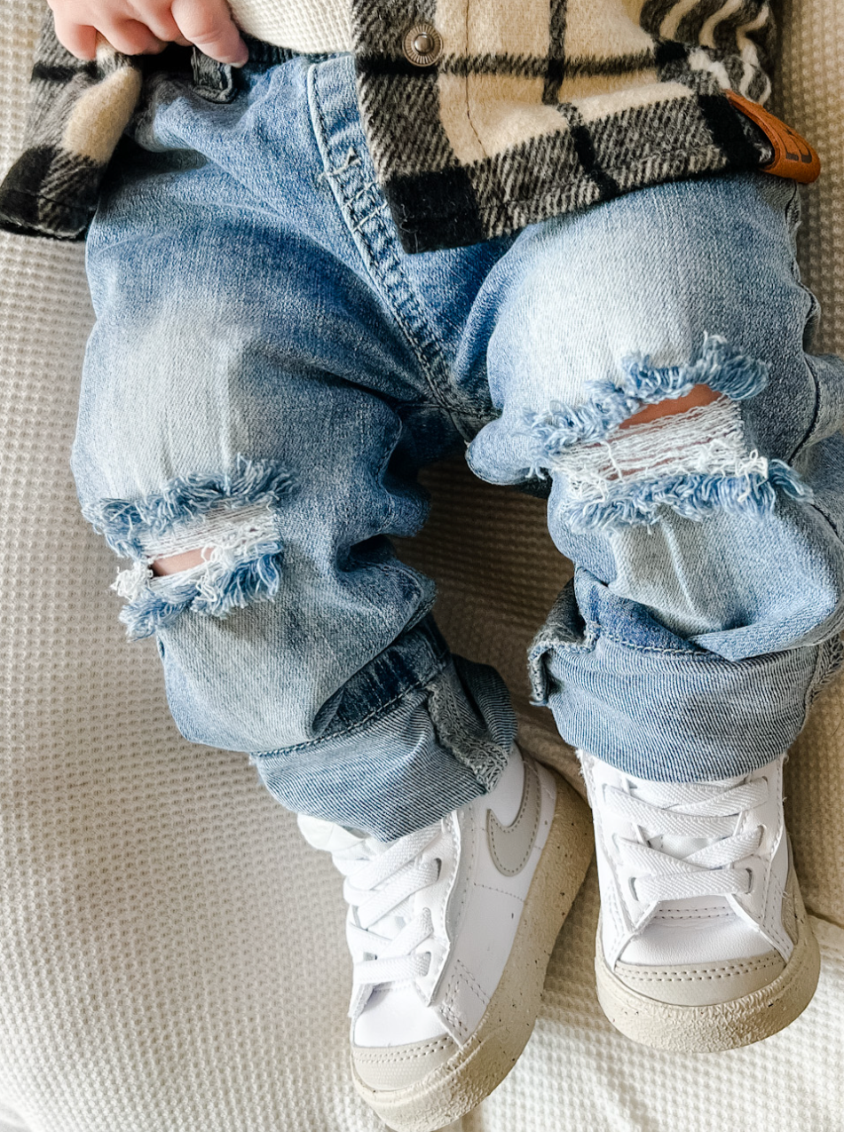 Relaxed Fit Distressed Denim - Little Bipsy Collection