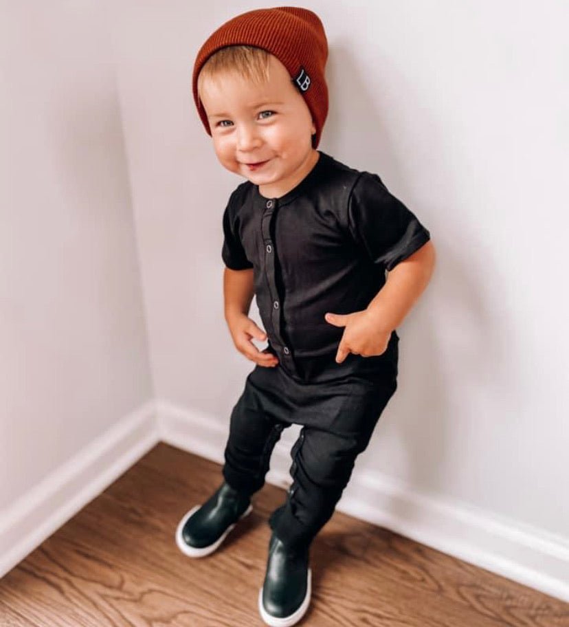 Classic Snap Romper - Black - Little Bipsy