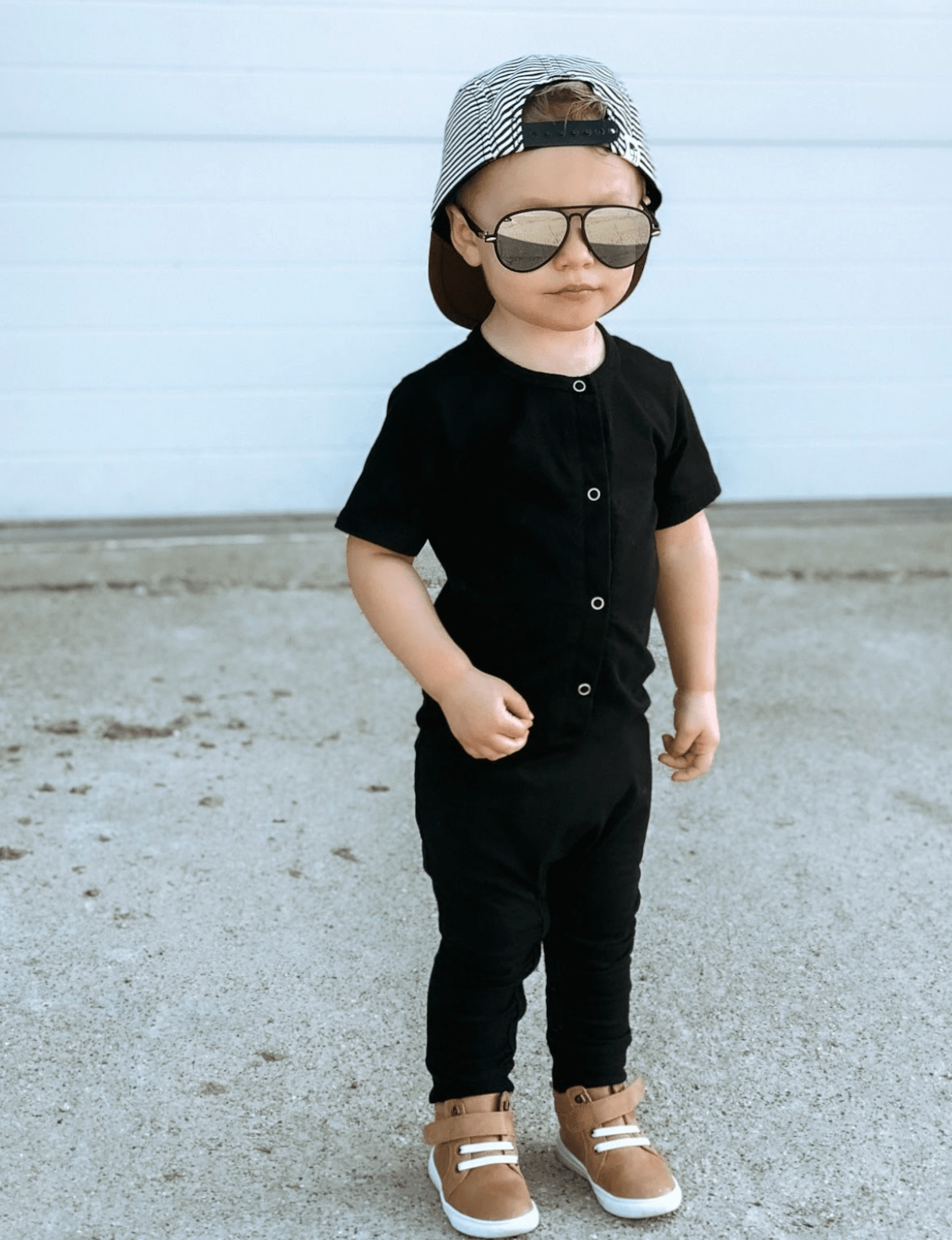 Classic Snap Romper - Black - Little Bipsy