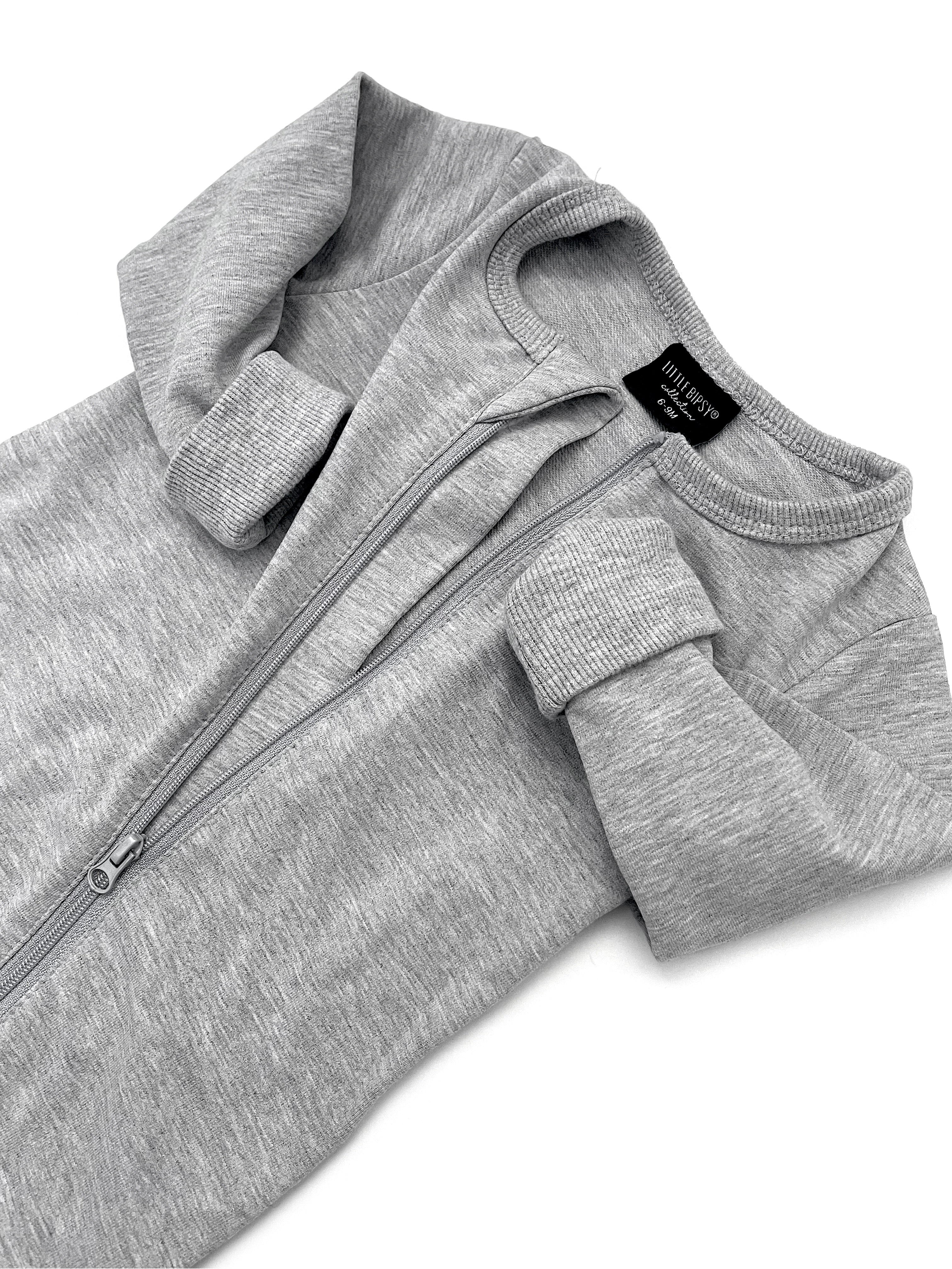 Two-way zip onesie. Grey